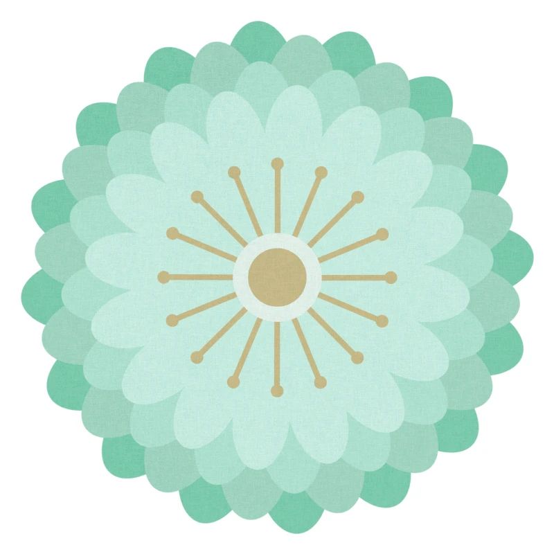 Vert menthe et fleur dorée