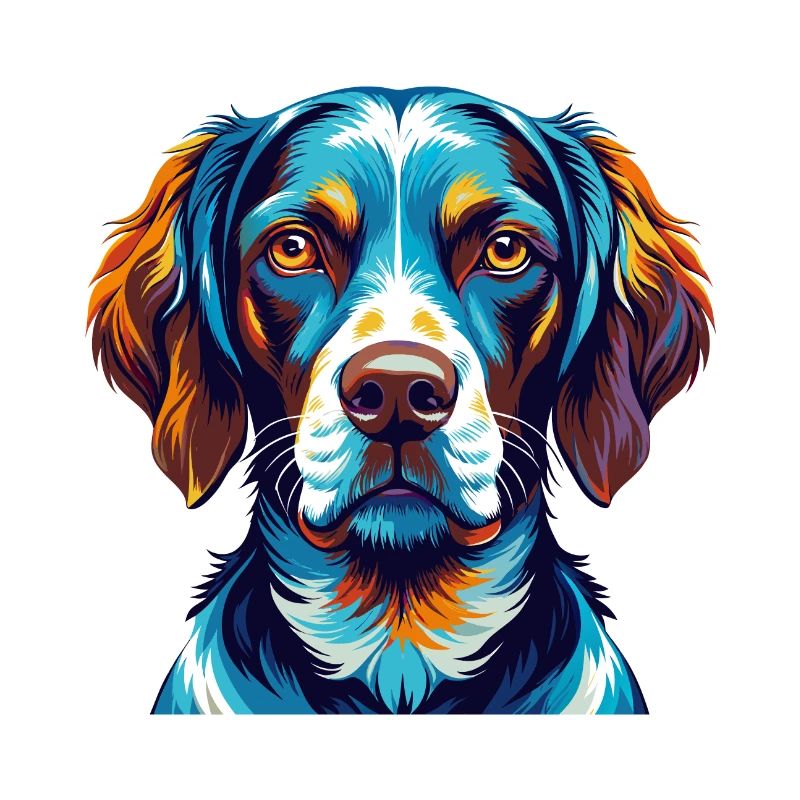 Ariege Pointer Dog Breed Colorful Cartoon Kawaii