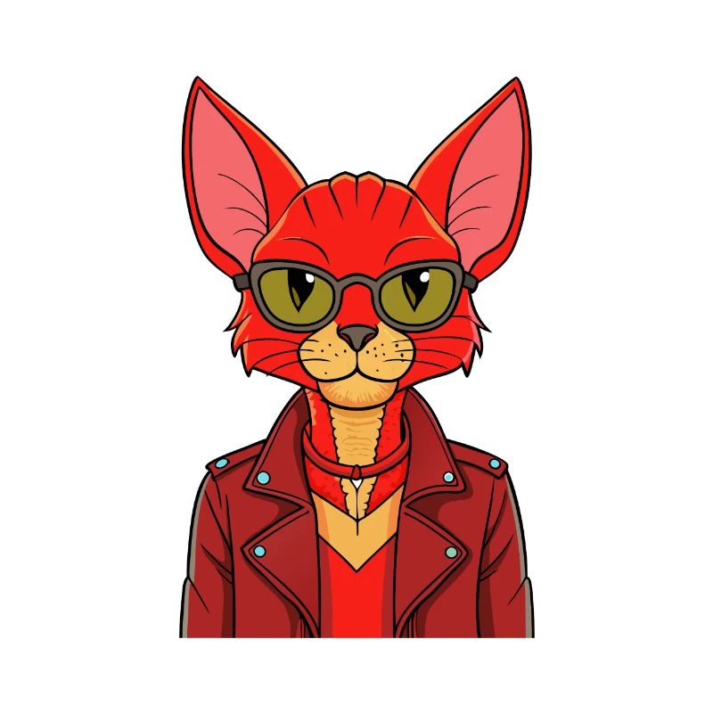 Red Devon Rex Funny Cartoon Kawaii Jacket Sunglass