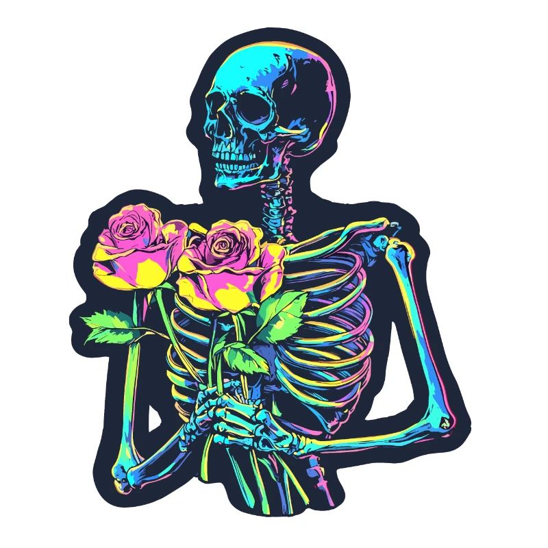 Psychedelic Skeleton with Roses Halloween