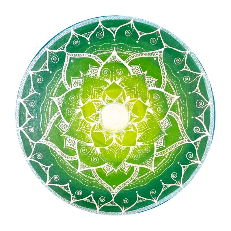 Green mandala with spiritual pattern