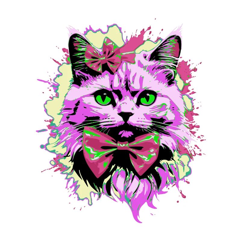 Neonkatze mit Fliege