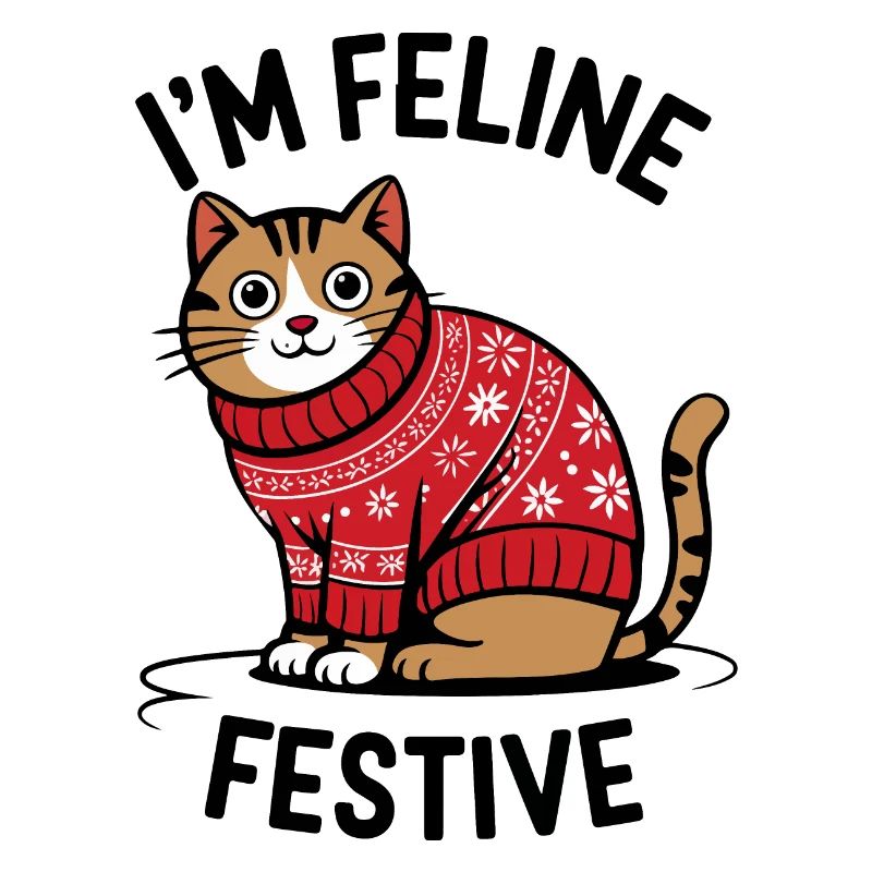 Festliche Katze mit Weihnachtspullover