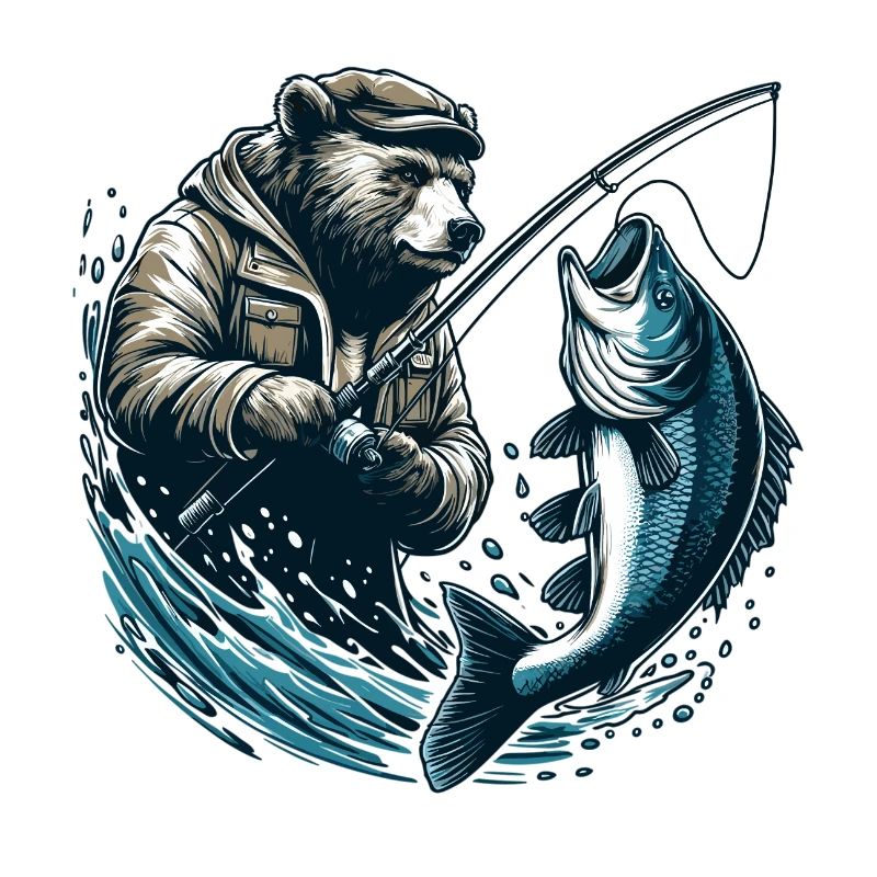 Ours Pêche Pêcheur Poisson Cadeau