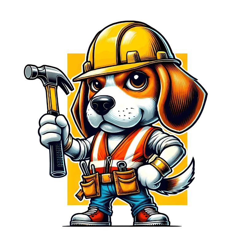 Beagle construction worker
