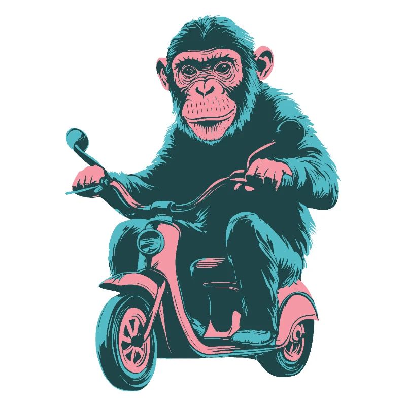 Cooler Affe auf einem Retro-Scooter
