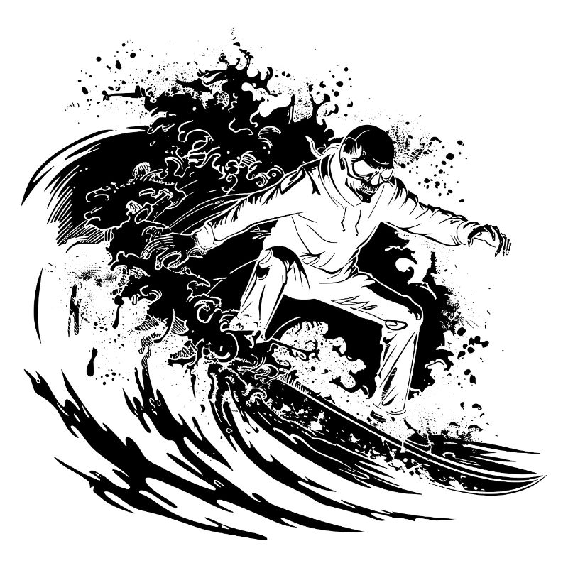 Dessin de squelette de surf
