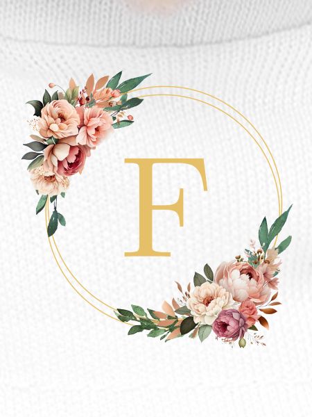 F Monogram, Flower Wreath, Personalizable