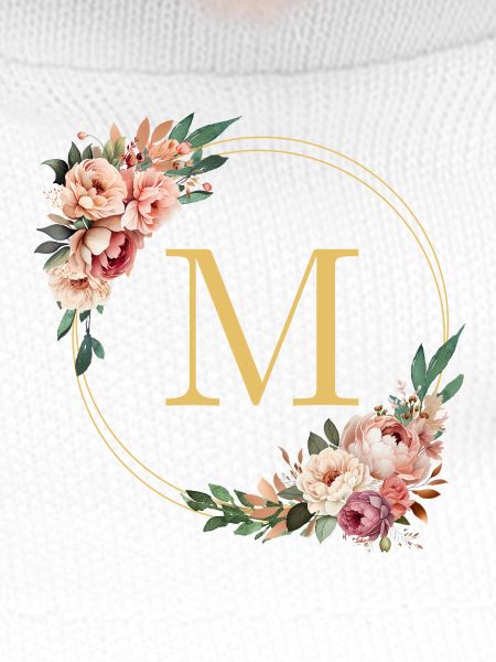 M Monogram, Flower Wreath, Personalizable