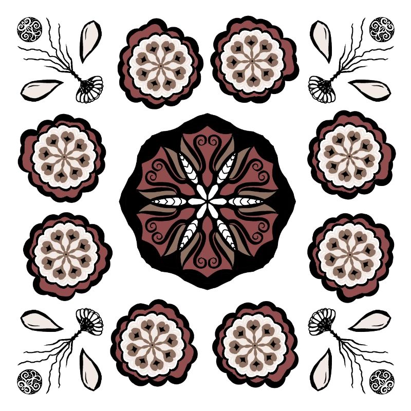 Dunkles Blütenmandala Muster