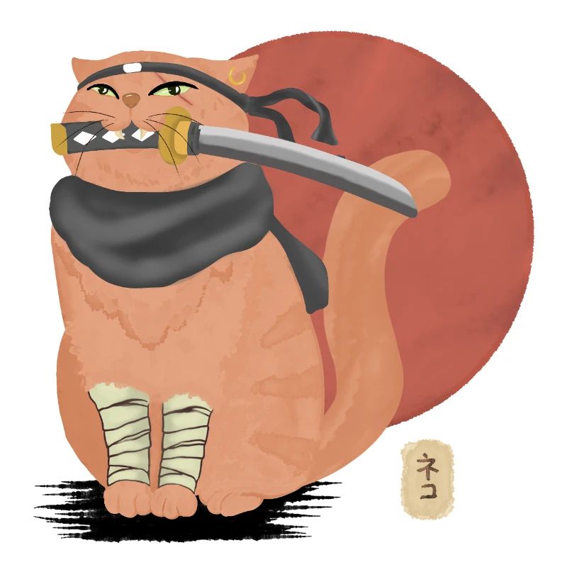 Chat samouraï avec Katana