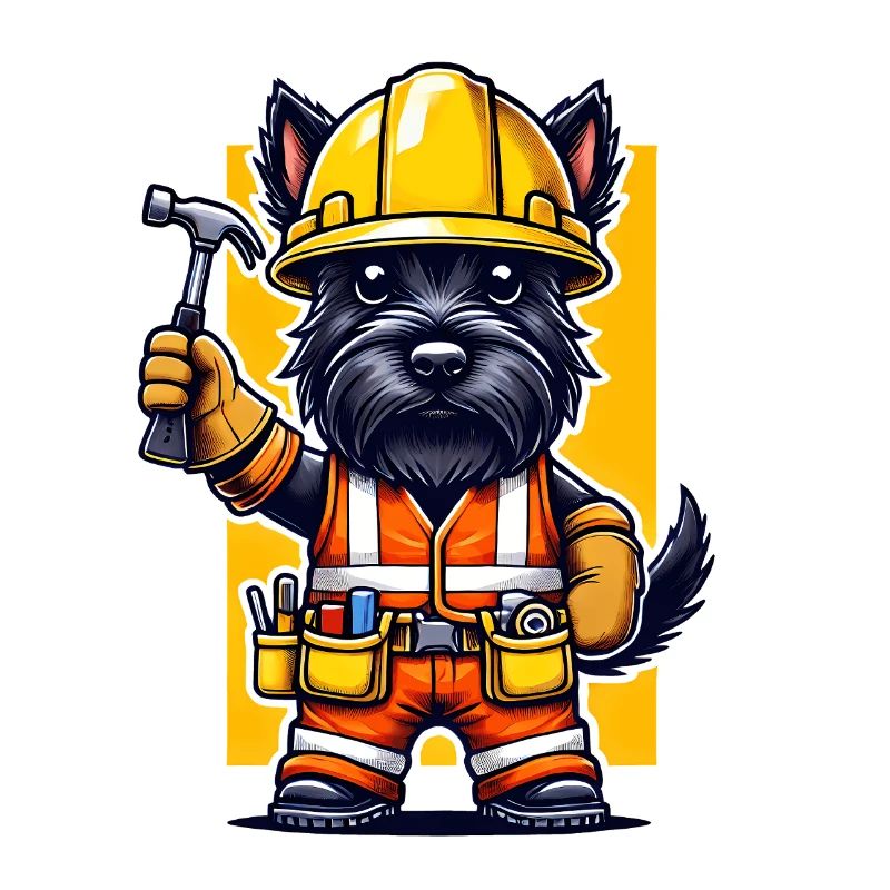 Scottish Terrier Construction Worker