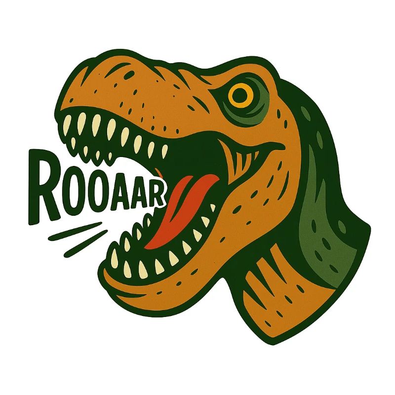 T-Rex Kopf mit lautem Gebrüll