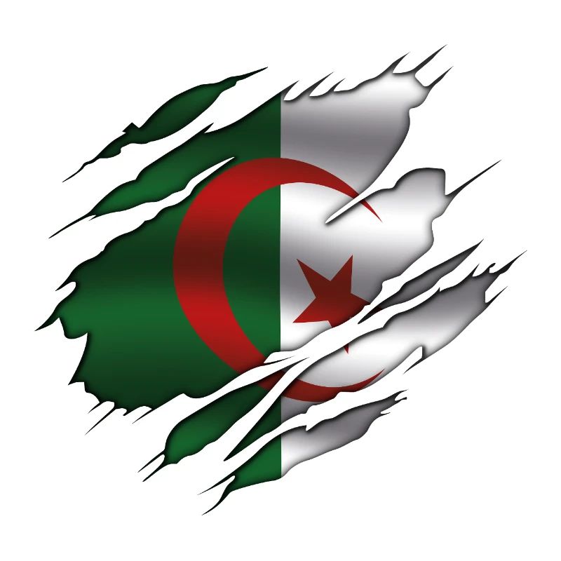 Drapeau de l’Algérie - Algérie - Drapeau déchiré