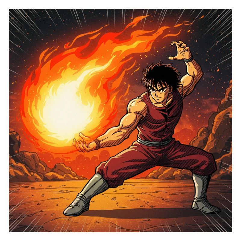 Fireball fighter in the volcano