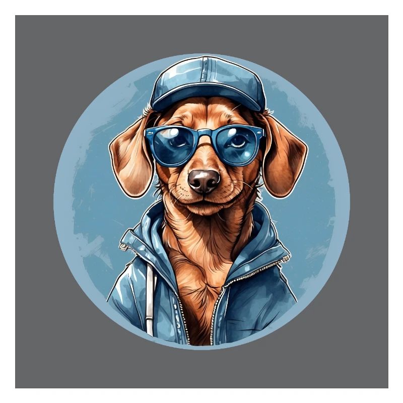 Teckel Teckel avec lunettes de soleil et sweat à capuche