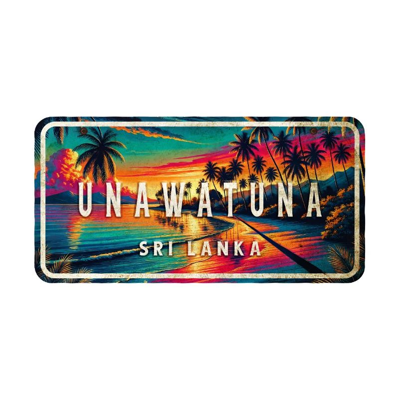 Panneau de coucher de soleil sur la plage d’Unawatuna