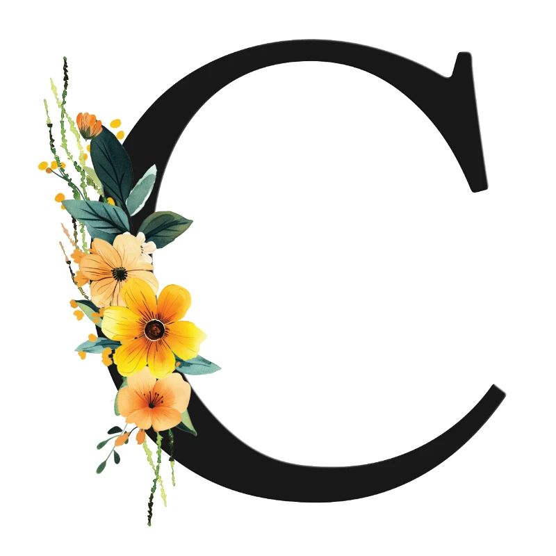 C Monogram, Floral, Customizable