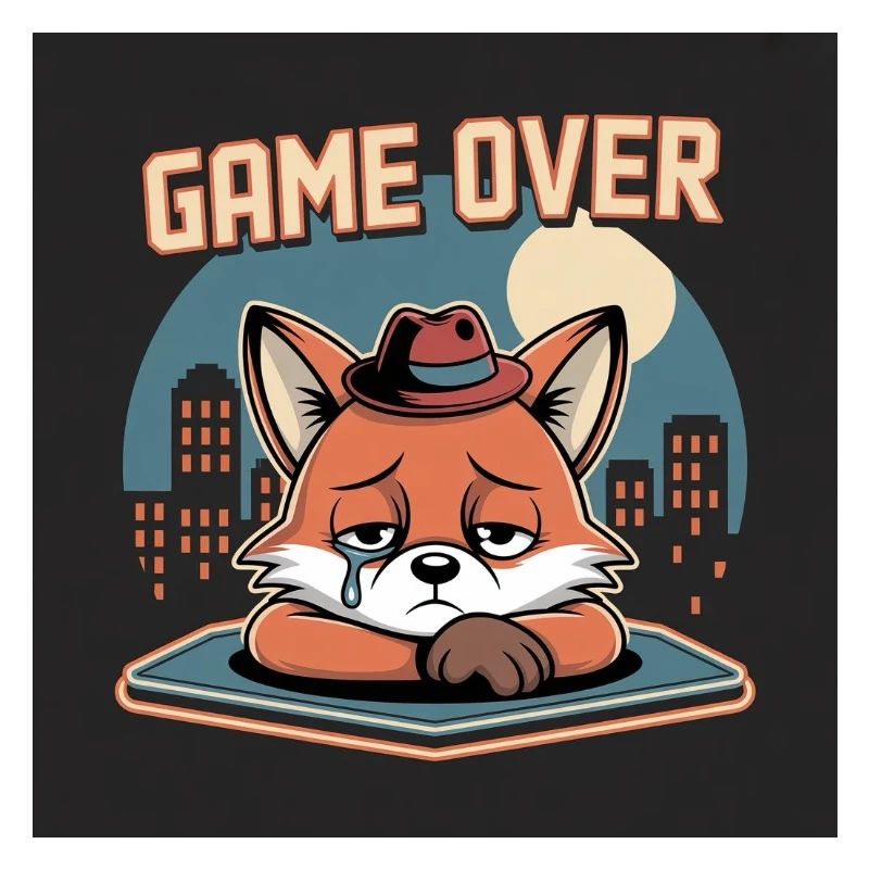 Klon mit Game Over und grauem Maskottchen