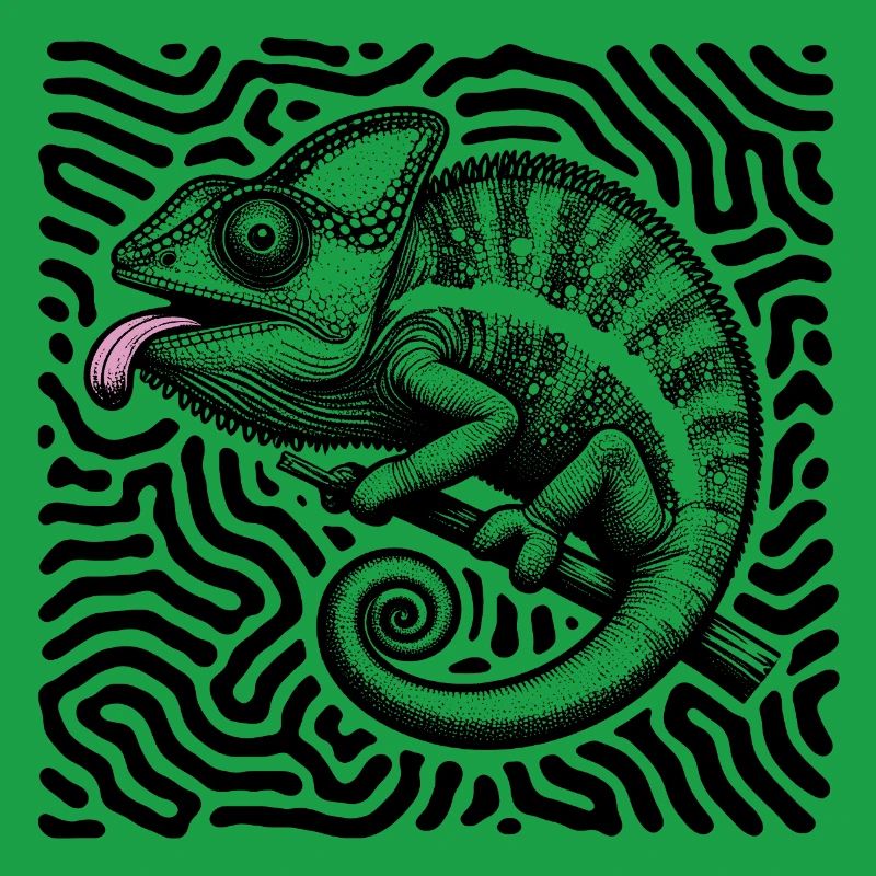 Chameleon Psychedelic Maze Art