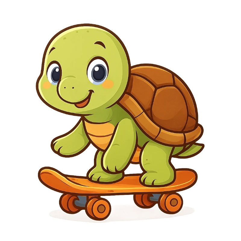 Cute turtle on skateboard