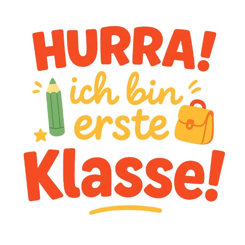 First class start lettering with school bag