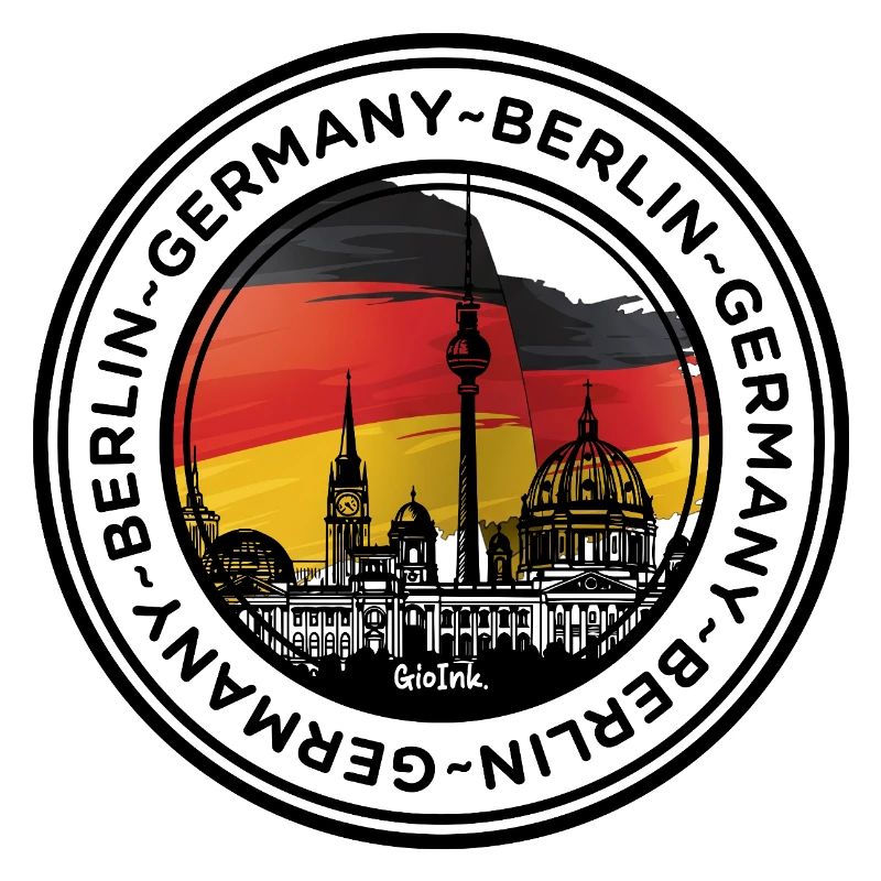 Berliner Skyline mit deutschen Flaggenfarben