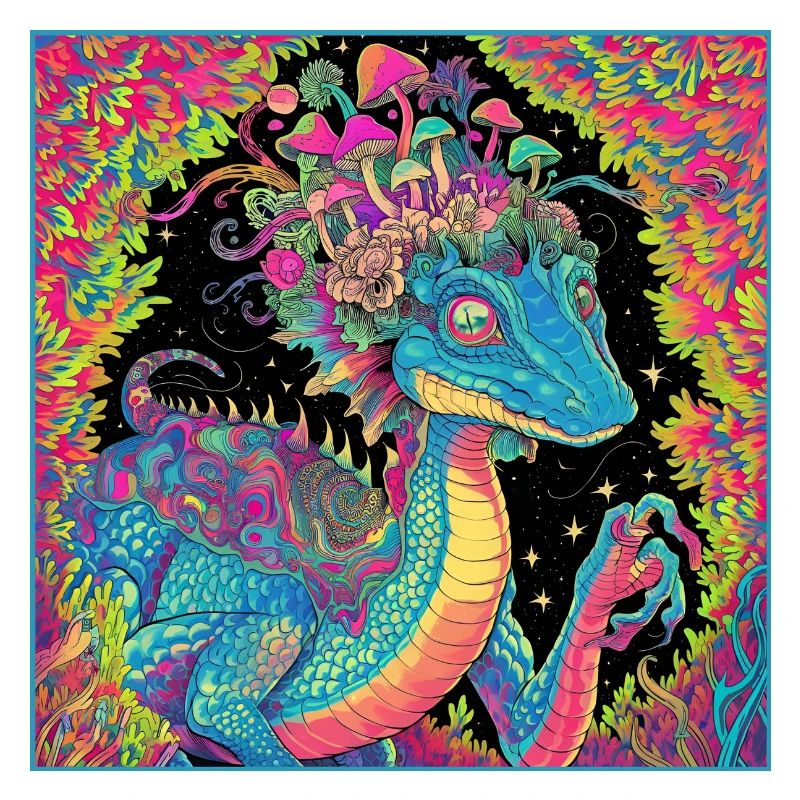 Illustration de dragon de forêt psychédélique