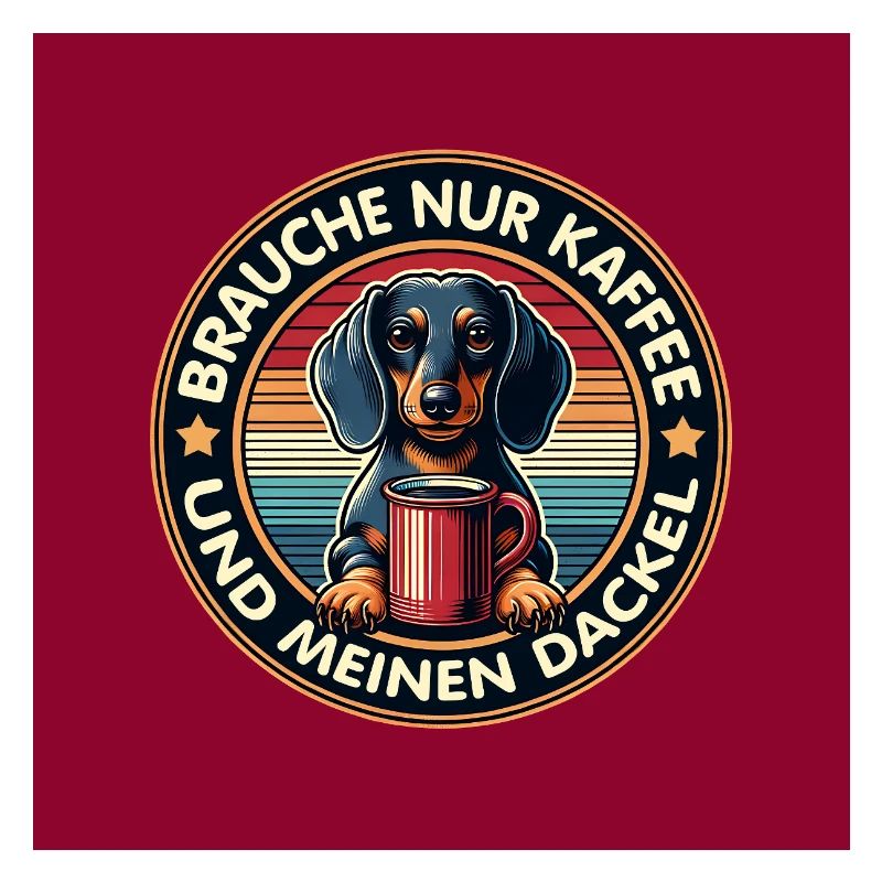 Hunde-Design Dackel mit Kaffeetasse