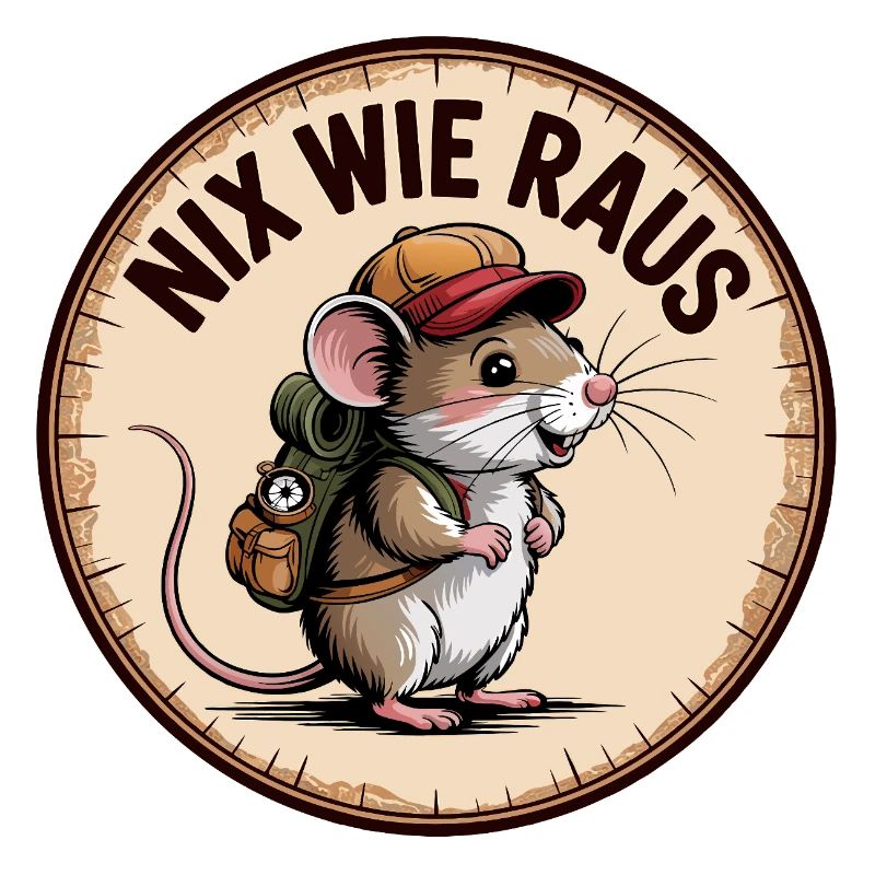 Adventure mouse with backpack and hat