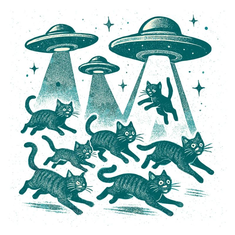 Alien UFOs UFO Cat Cats Beaming Retro Gift