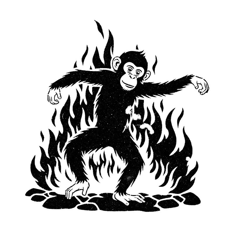 Monkey dancing around the fire