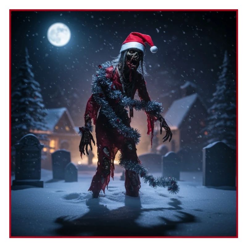 Zombie de Noël effrayant dans la neige