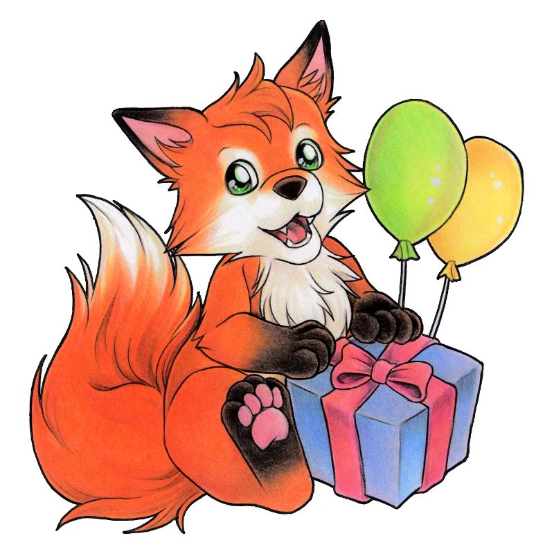 Cute Fox for Birthday Hand Painted