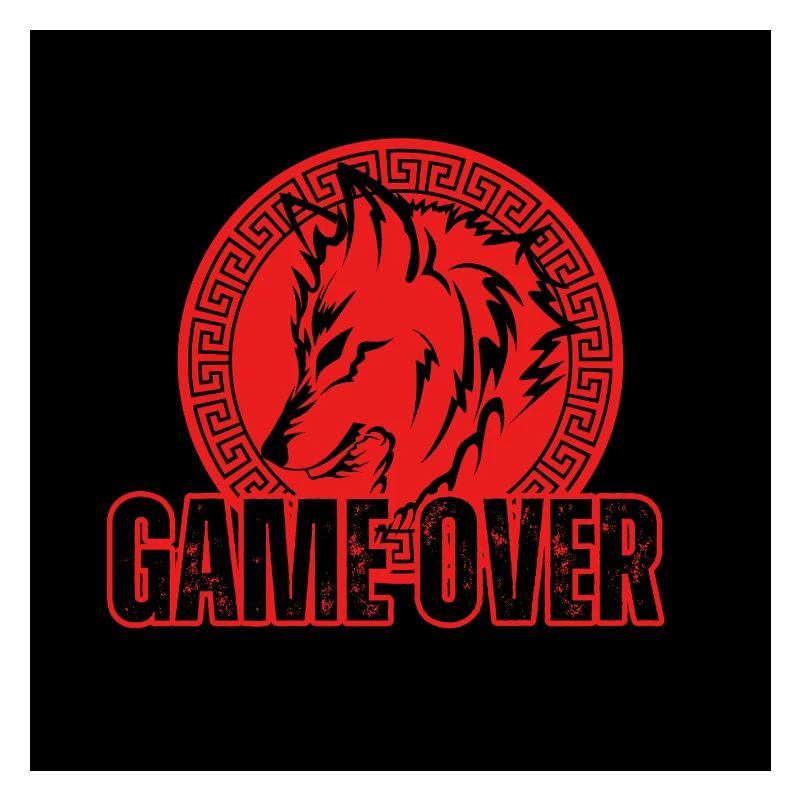 Aggressiver Roter Wolf "Game Over"