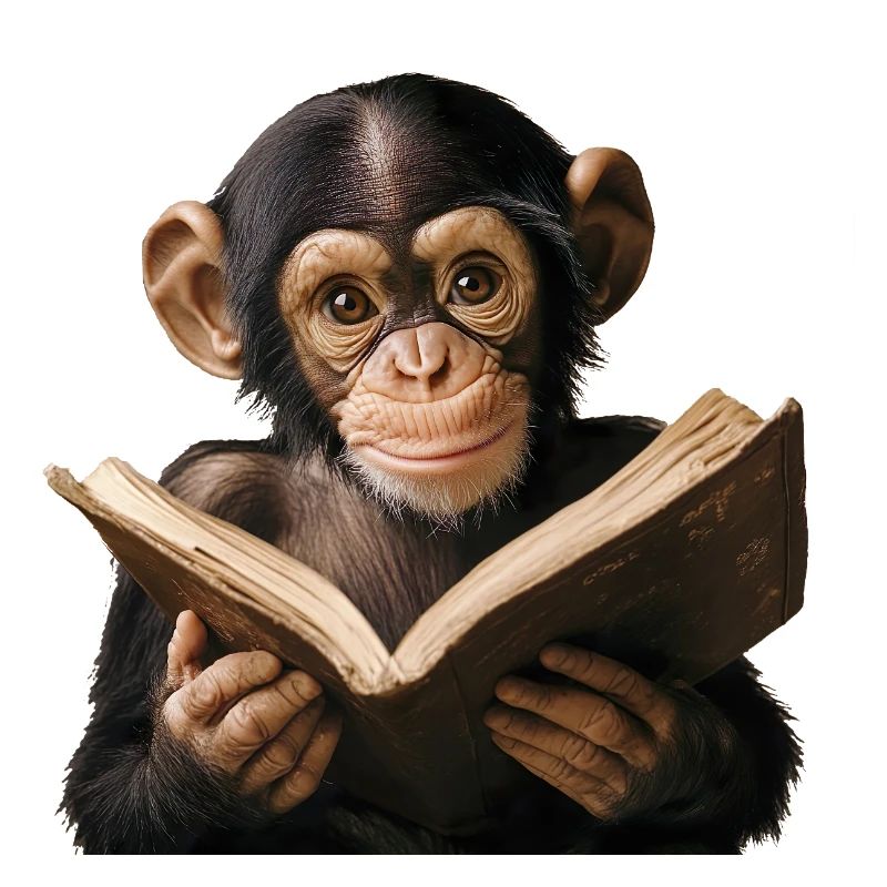 Inquisitive monkey with book