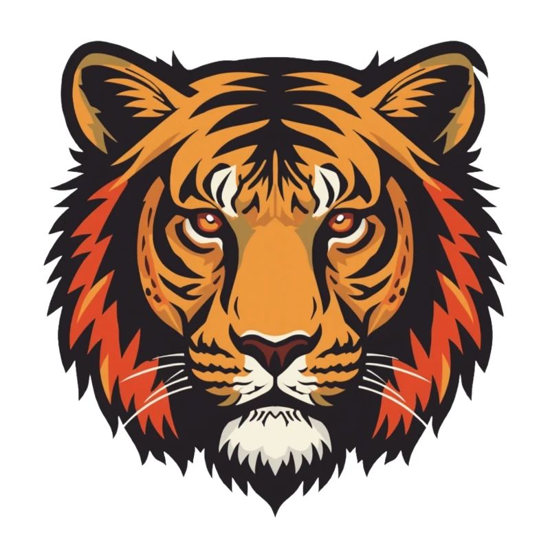 Expressive tiger head impression