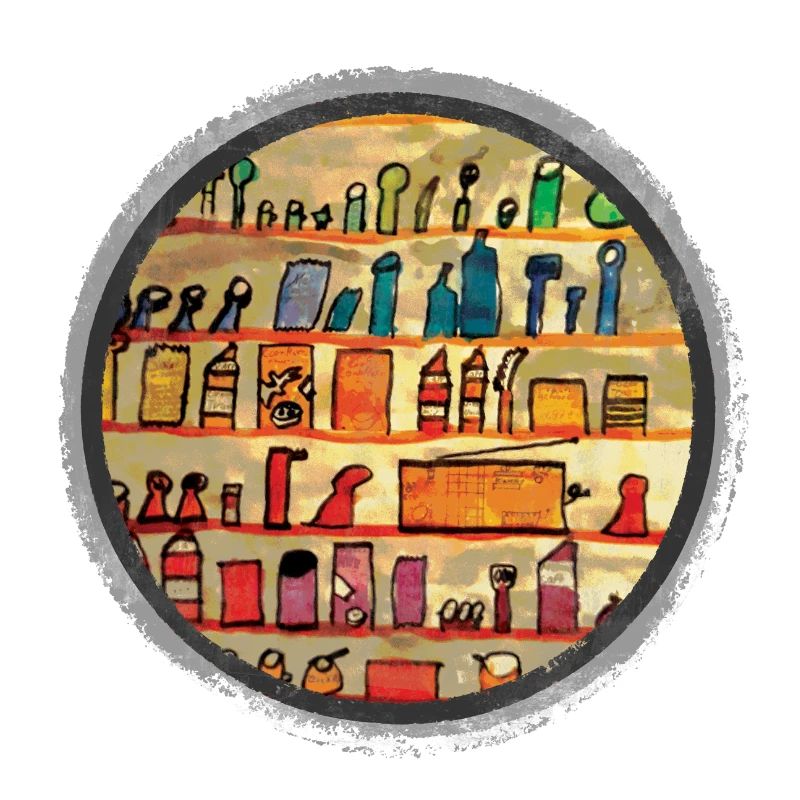 Abstract kitchen shelf illustration