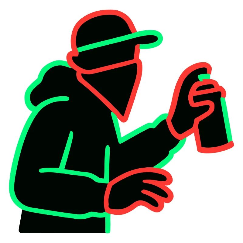 Neon Graffiti Sprayer Silhouette