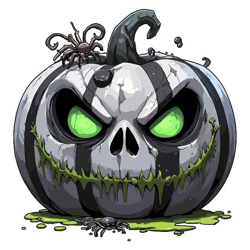 Grim Pumpkin Zombie with Green Eyes