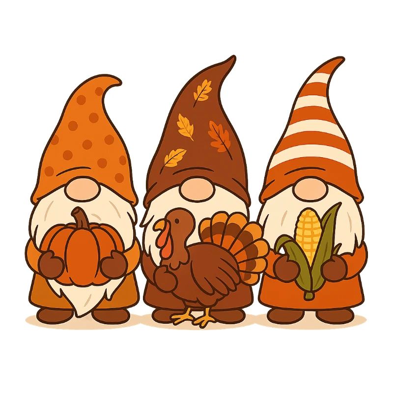 Trio de gnomes d’automne Gnome de dinde citrouille