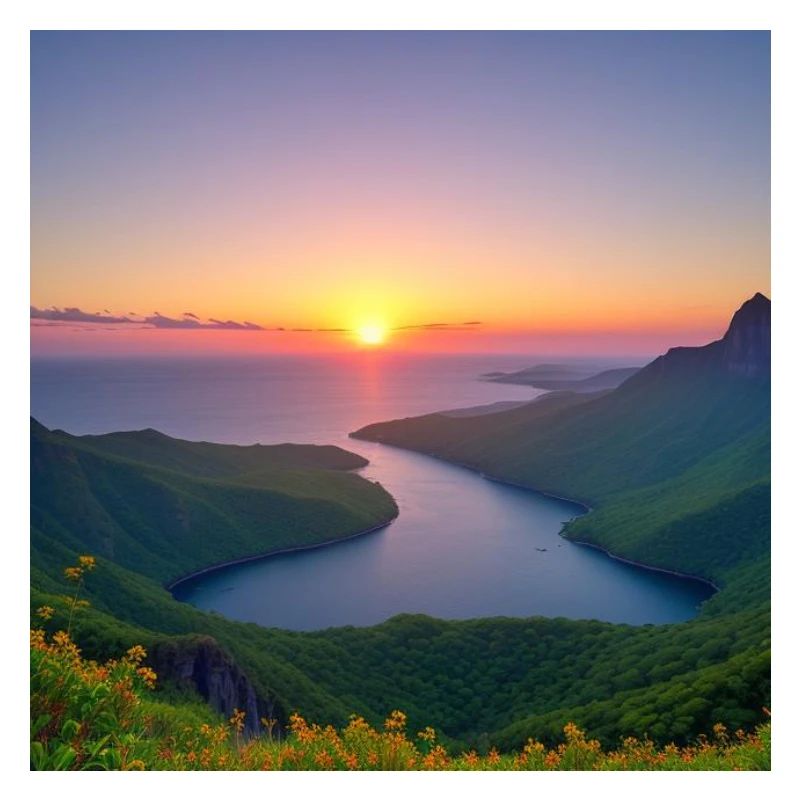 Coucher de soleil sur la vallée lacustre