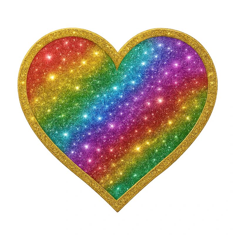 Regenbogenherz mit Goldrand