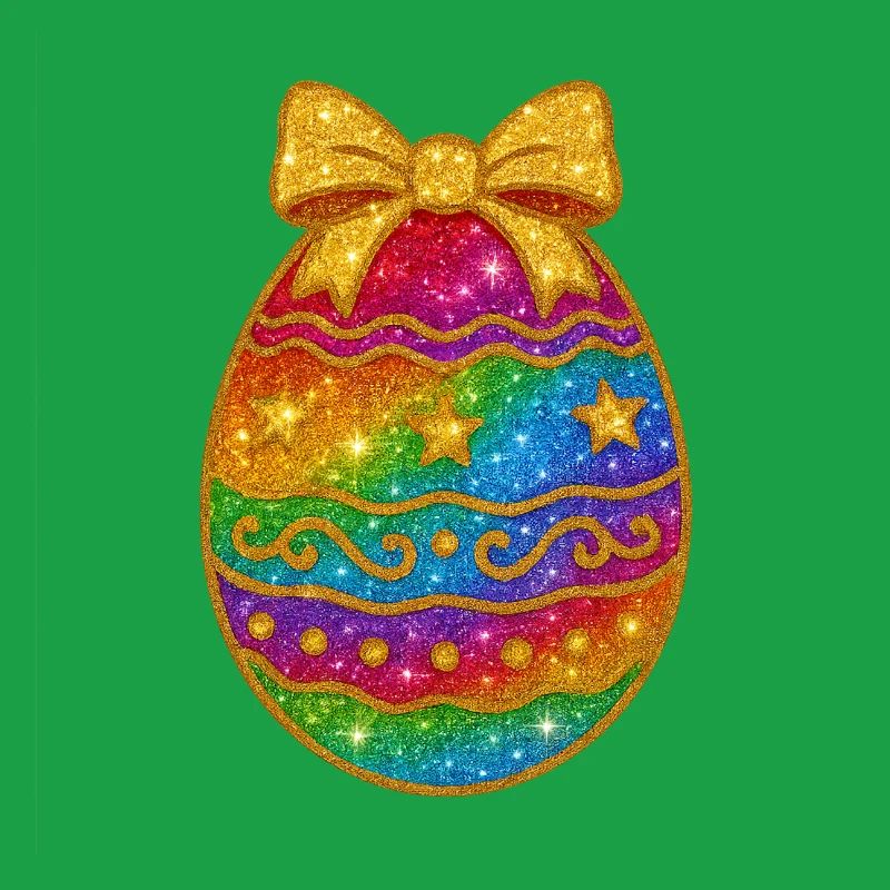 Regenbogen Glitzer-Ei mit Schleife
