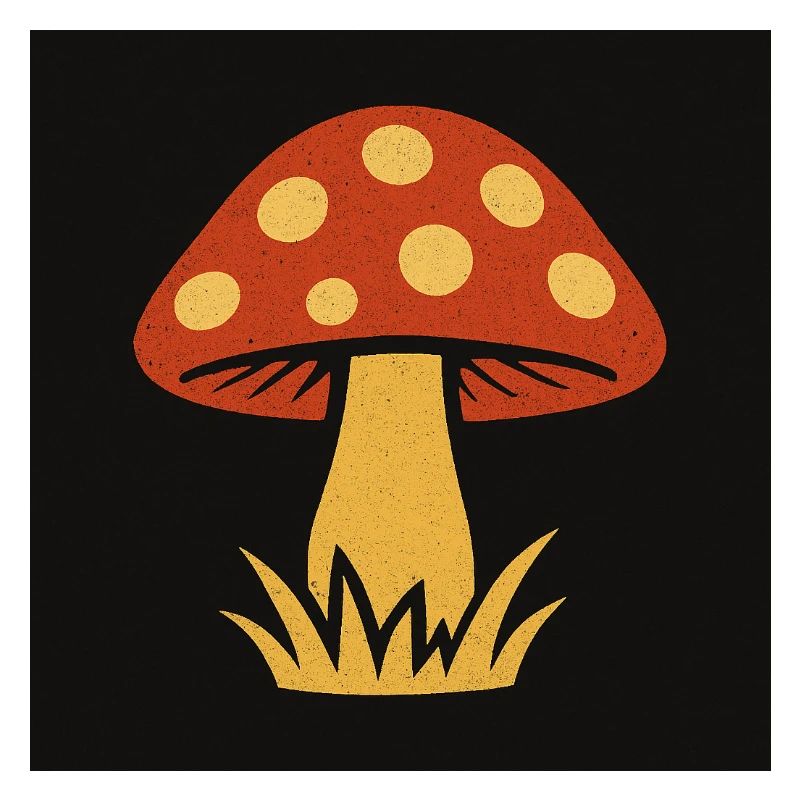 Red hat mushroom in retro style