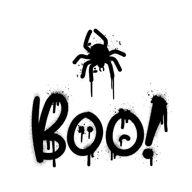 Black composition with spider painted with sprey