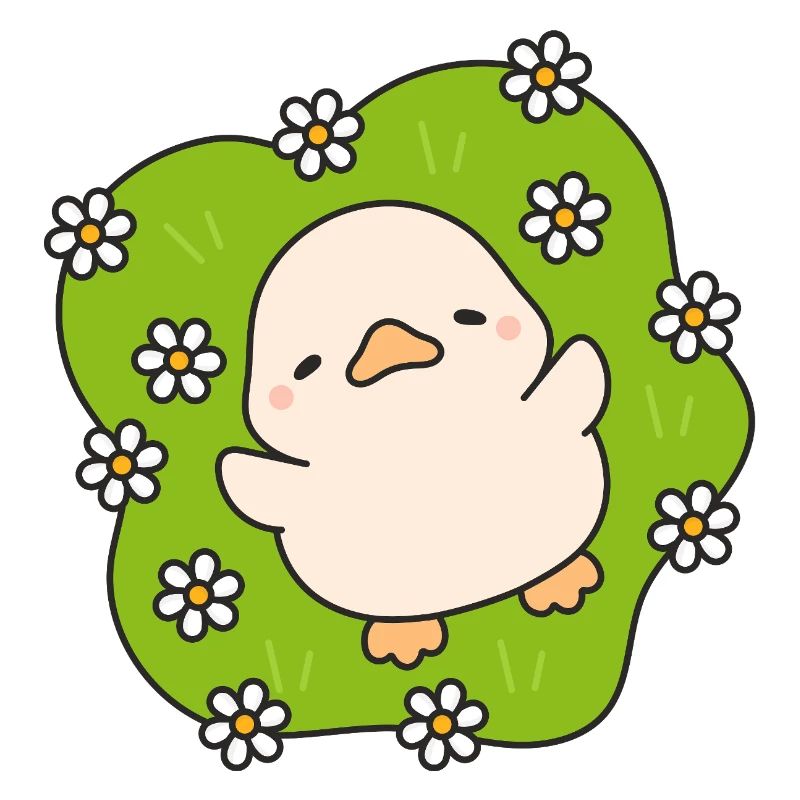 Poussin fleuri sur vert pastel