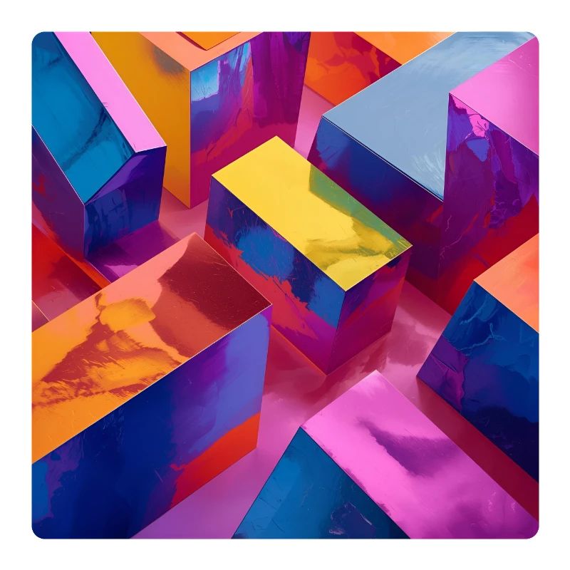 Neon 3D Blöcke bunt mit glänzendem Effekt