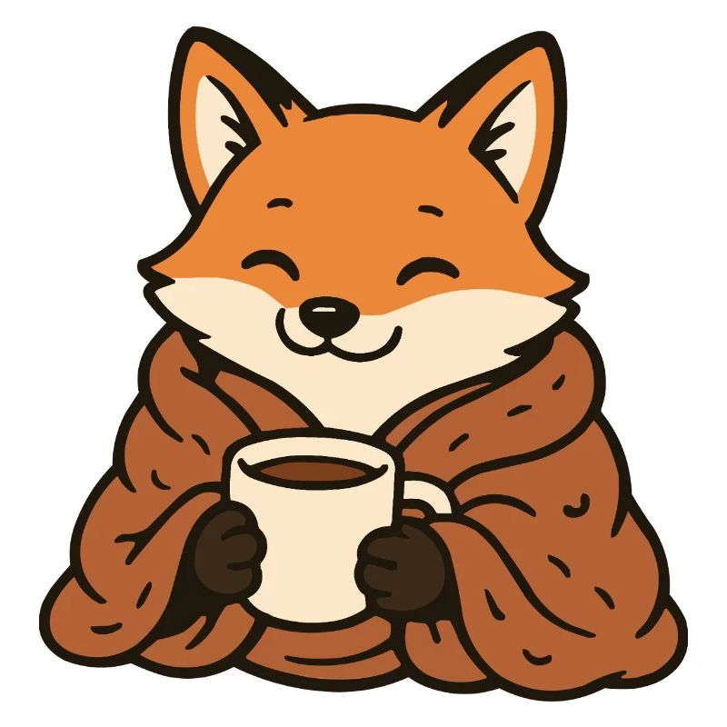 Cuddly fox with mug