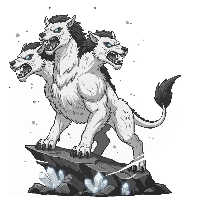 Three-headed monster wolf